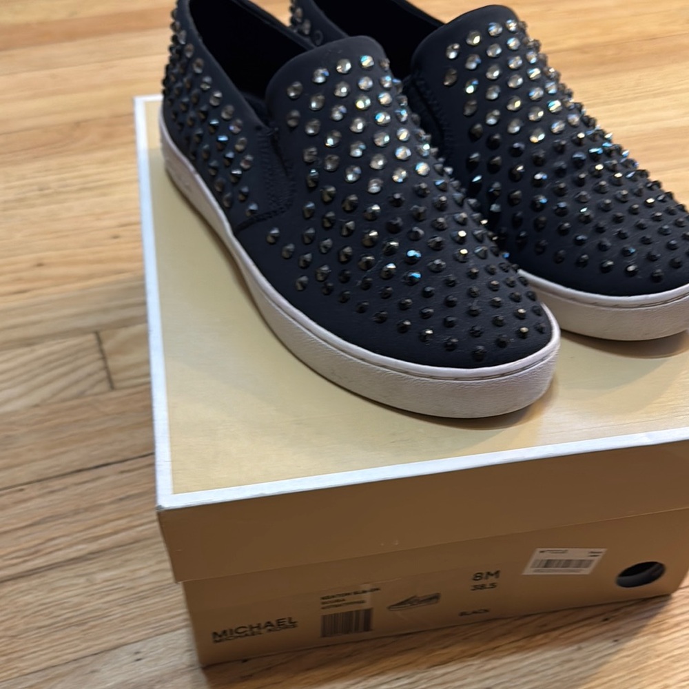 Michael Kors Black Slip-On Shoes with Silver Studs